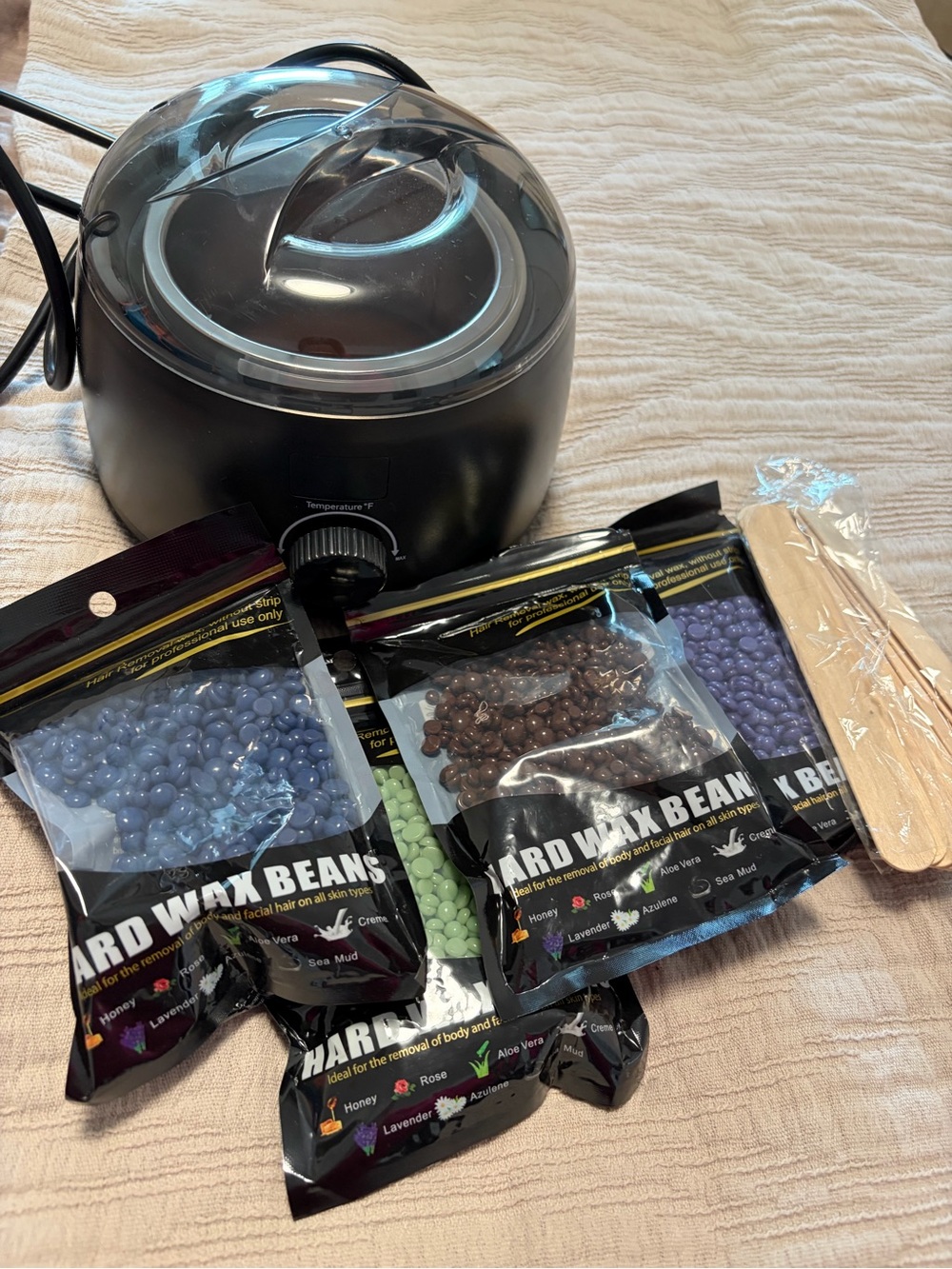 Amazon Black Wax Warmer with Purple, Blue & Green Hard Wax Beans